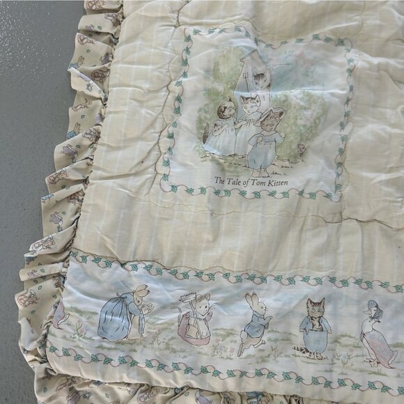 Quiltex Vintage Peter Rabbit Beatrix Potter Baby Pastel Quilt Blanket USA 1994 - Picture 3 of 8
